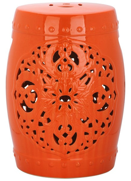 Flora Garden Stool, ACS4527 | Safavieh - Orange