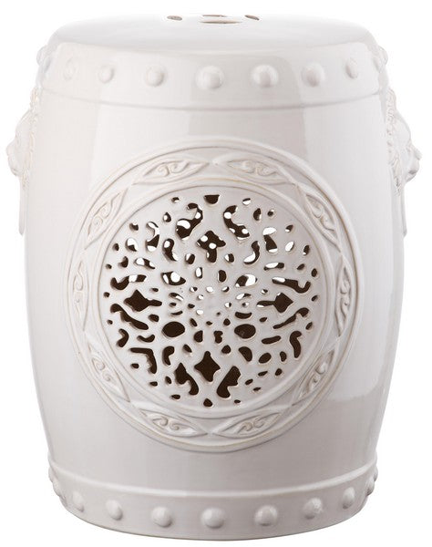 Flower Drum Garden Stool, ACS4532 | Safavieh - Cream