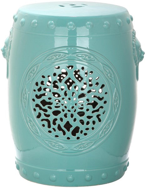 Flower Drum Garden Stool, ACS4532 | Safavieh - Light Blue