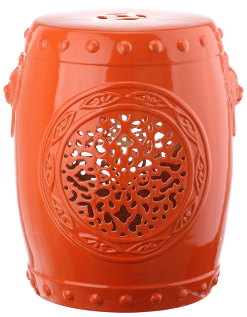 Flower Drum Garden Stool, ACS4532 | Safavieh - Orange