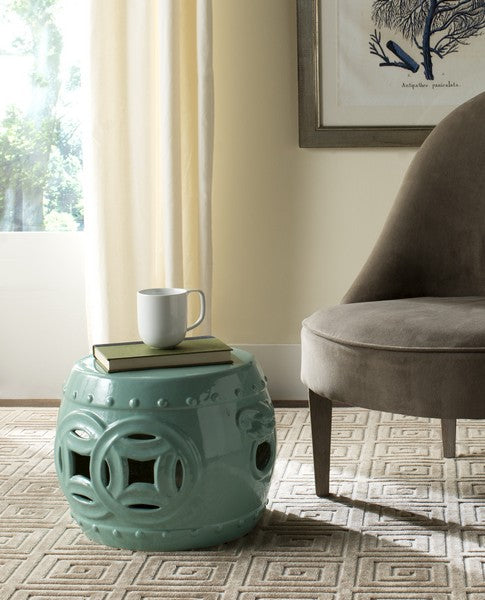 Mei Double Coin Garden Stool, ACS4534 | Safavieh - Light Blue