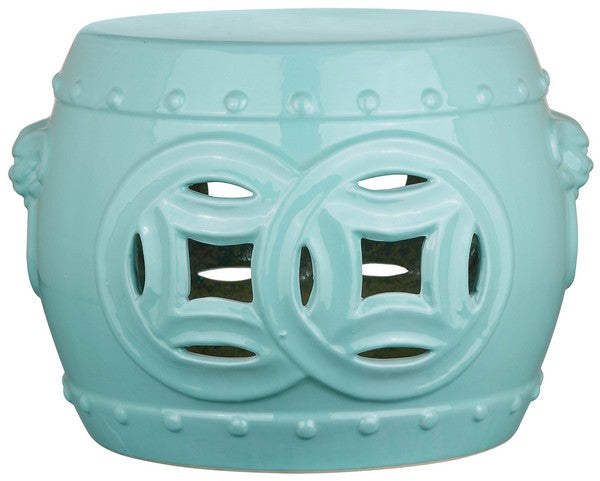 Mei Double Coin Garden Stool, ACS4534 | Safavieh - Light Blue