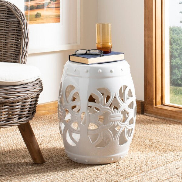 Imperial Vine Garden Stool, ACS4539 | Safavieh - Antique White