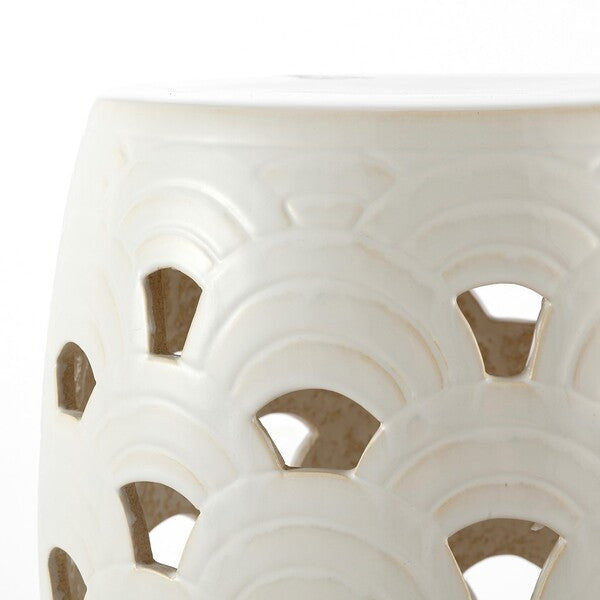 Amaissa, 15 Inch, Ceramic Garden Stool, ACS4597 | Safavieh - Cream