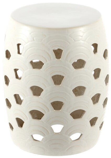 Amaissa, 15 Inch, Ceramic Garden Stool, ACS4597 | Safavieh - Cream