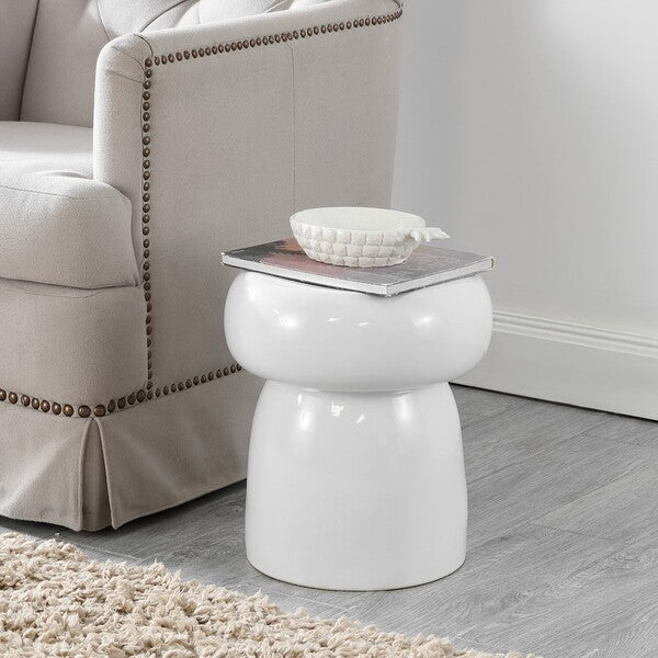 Millia, 14.75 Inch, Ceramic Garden Stool, ACS4598 | Safavieh - White