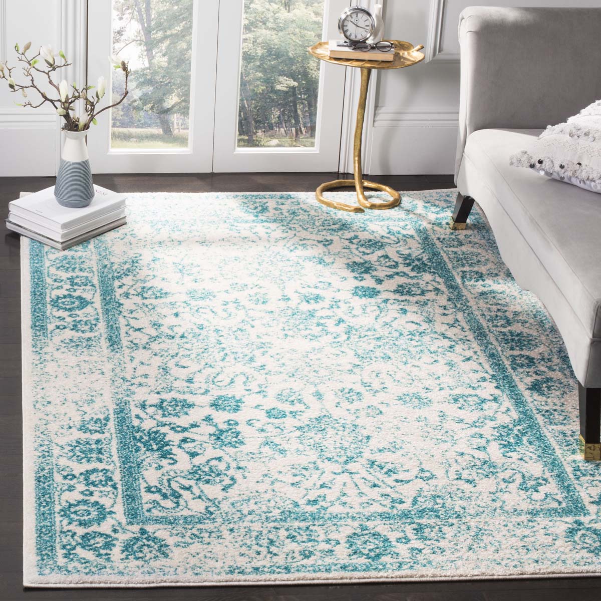 Safavieh Adirondack 109 Rug, Blue, ADR109 - Ivory / Teal