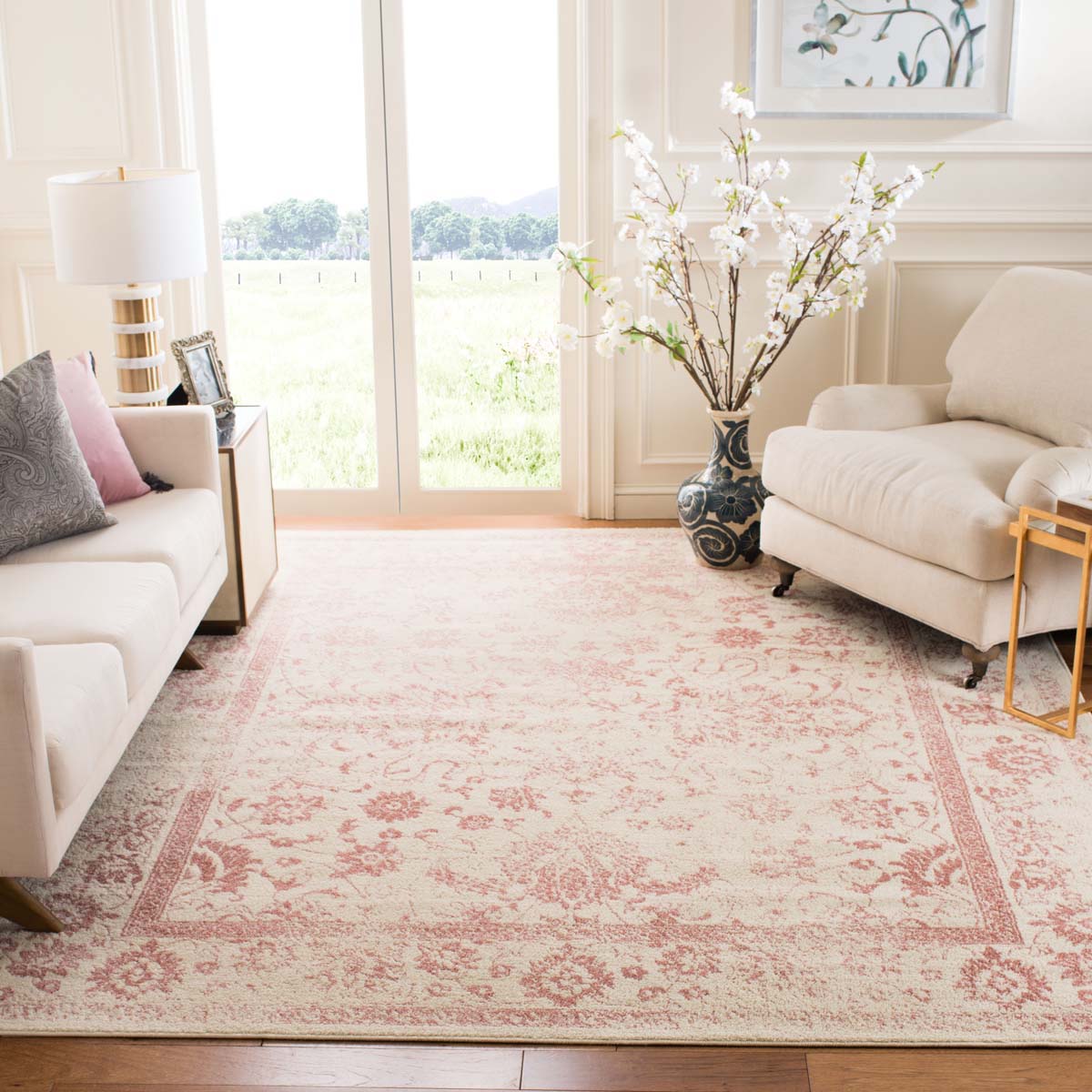 Safavieh Adirondack 109 Rug, White, ADR109 - Ivory / Rose