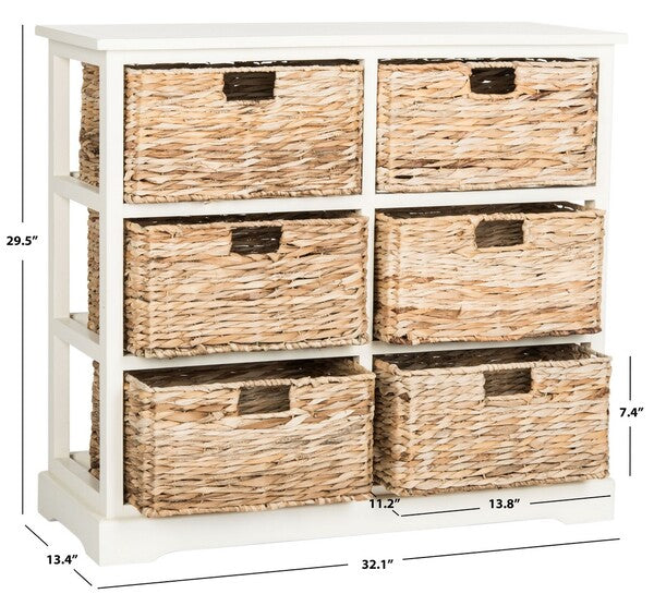 Safavieh Keenan 6 Wicker Basket Storage Chest - Distressed White