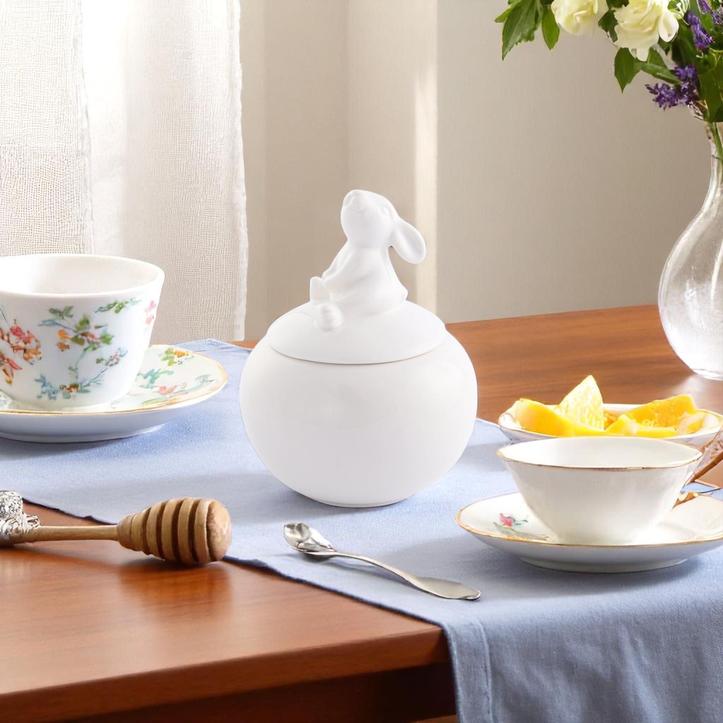 Porcelain Sitting Bunny Sugar Bowl