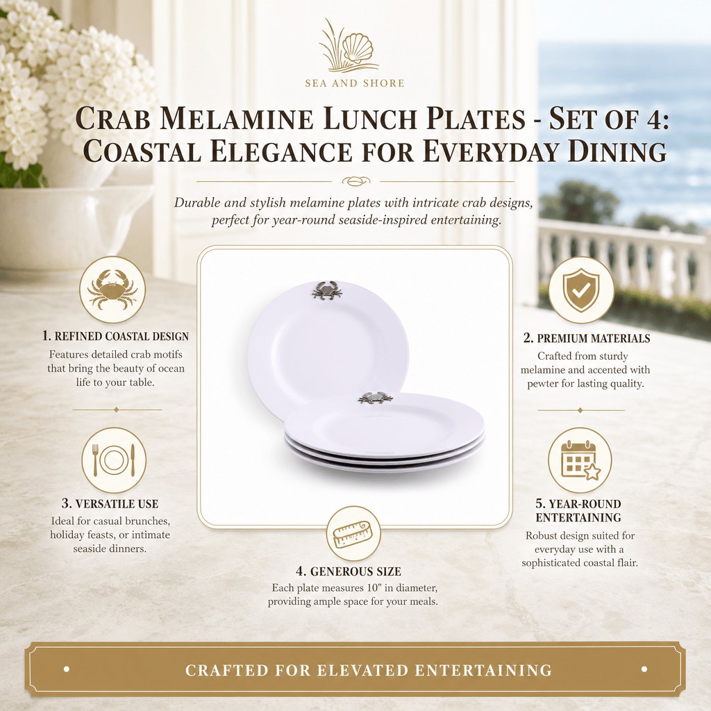 Crab Melamine Lunch Plates - Set of 4
