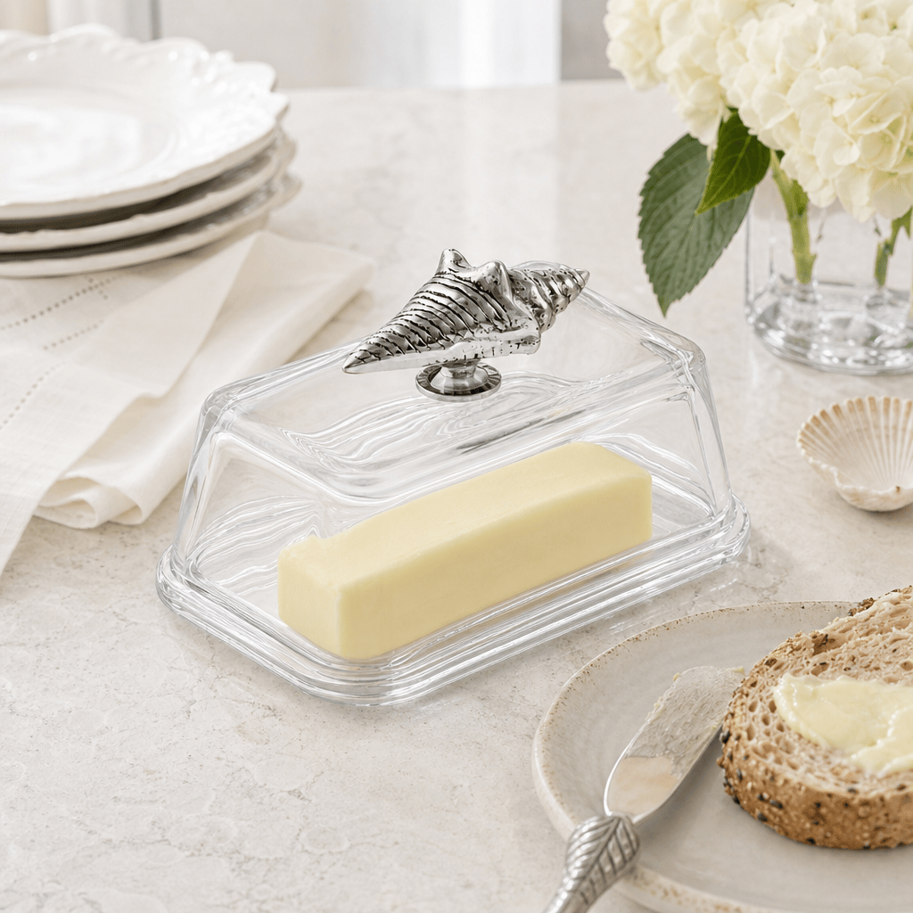 Glass Butter Dish- Shell