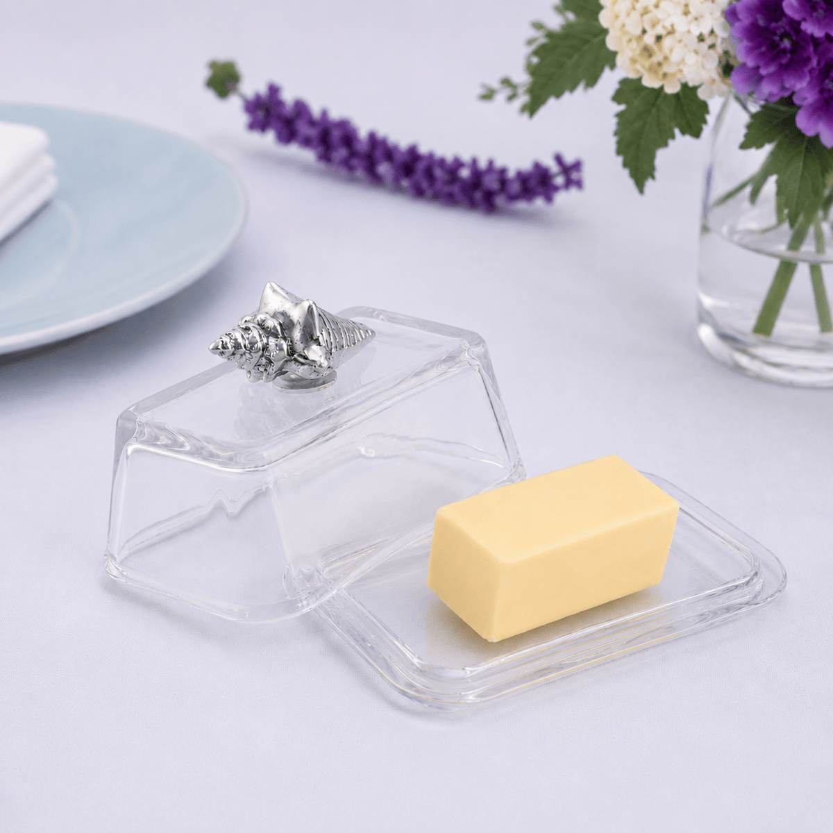 Glass Butter Dish- Shell