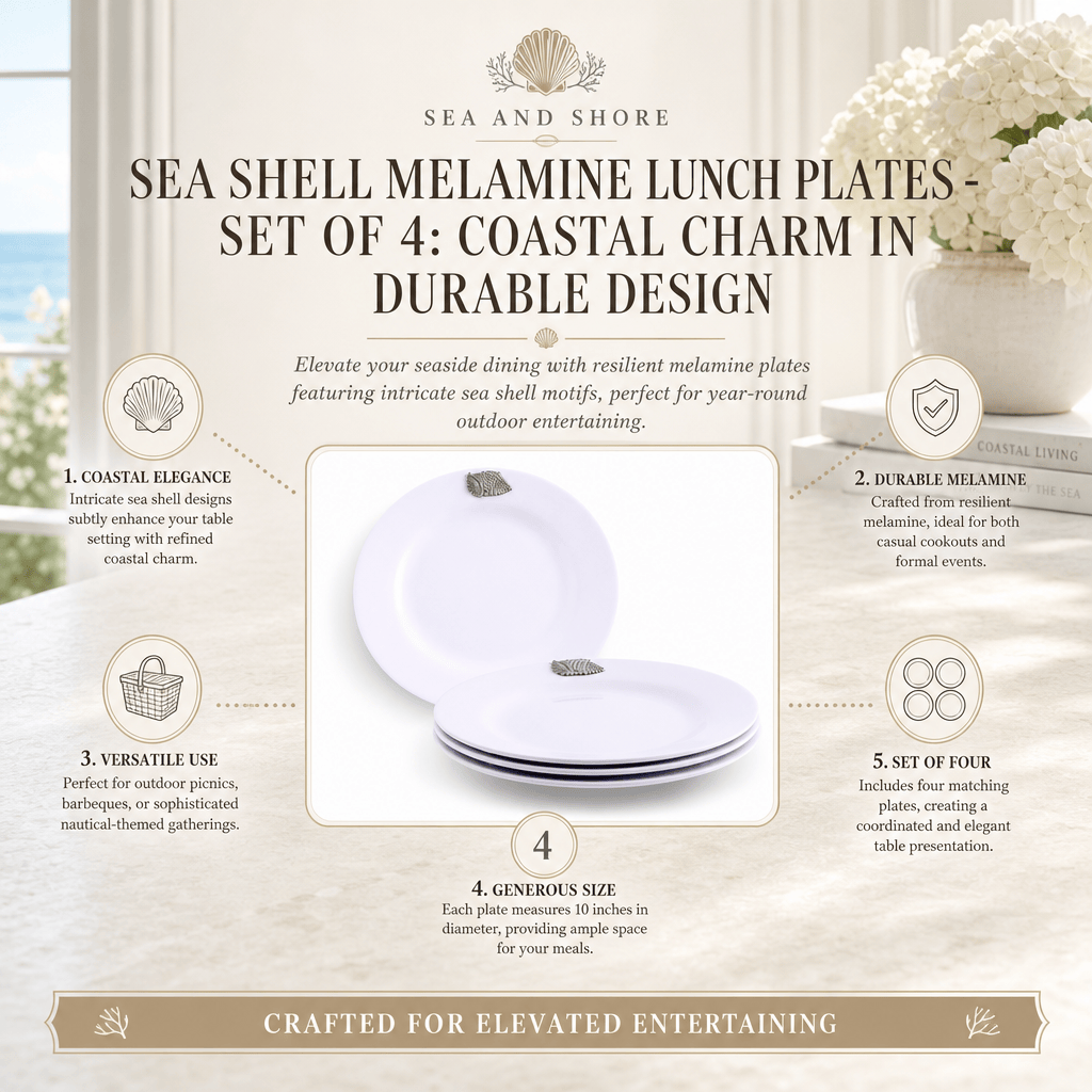 Sea Shell Melamine Lunch Plates - Set of 4