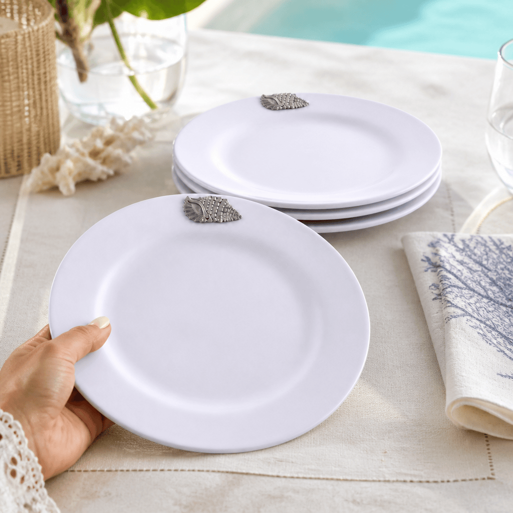 Sea Shell Melamine Lunch Plates - Set of 4