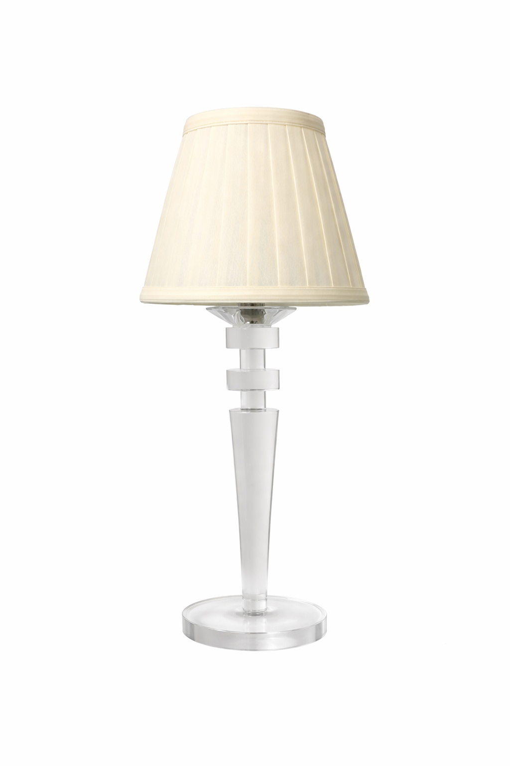 Tall Crystal Rechargeable Lamp with Ivory Shade