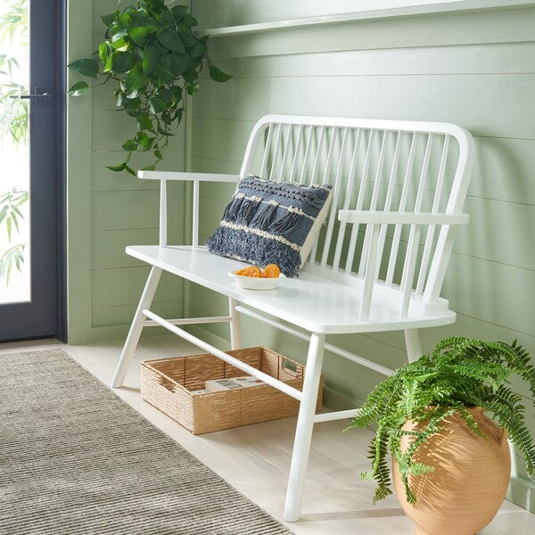 Lucilia Spindle Bench, BCH8501 | Safavieh - White