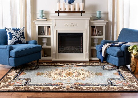 Bergama Rug | Safavieh -  BRG141A - Light Blue / Ivory