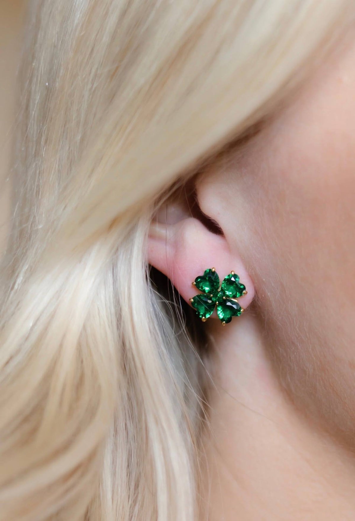 Catherine - Clover Stone Stud Earring - 18k Gold Plated-Darby Clark Collection