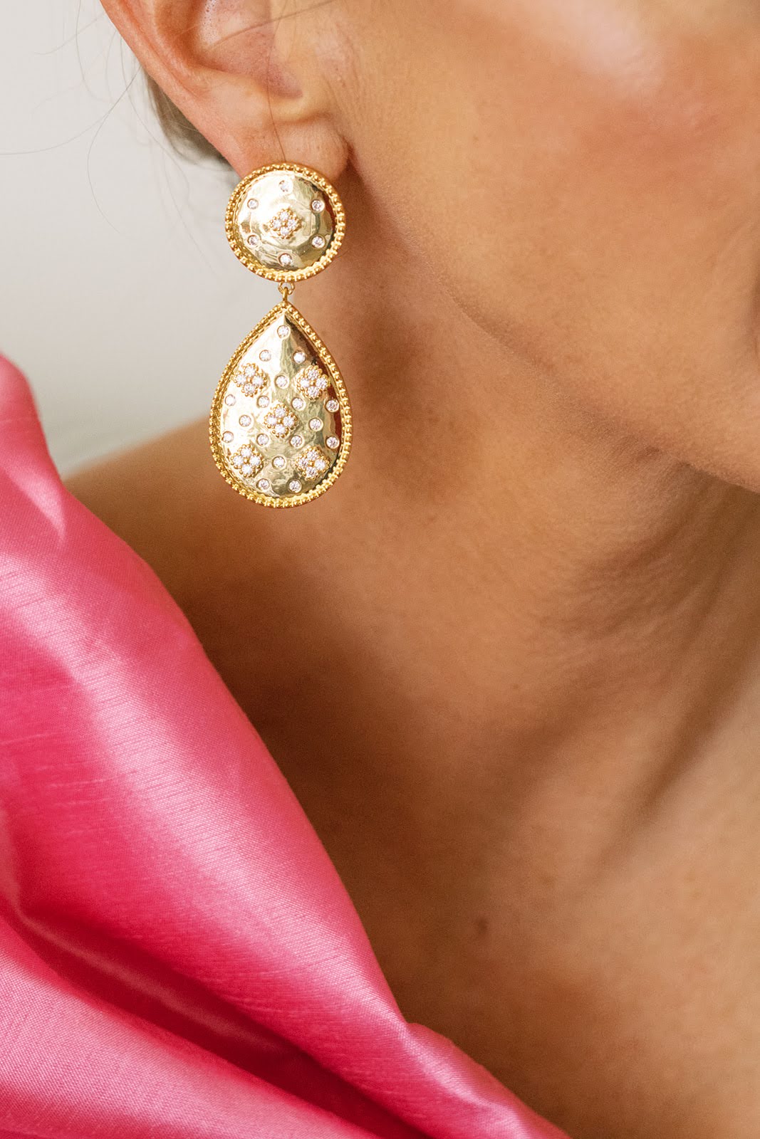 Celeste Earring - Gold and Rhinestone - 18k Gold Plated