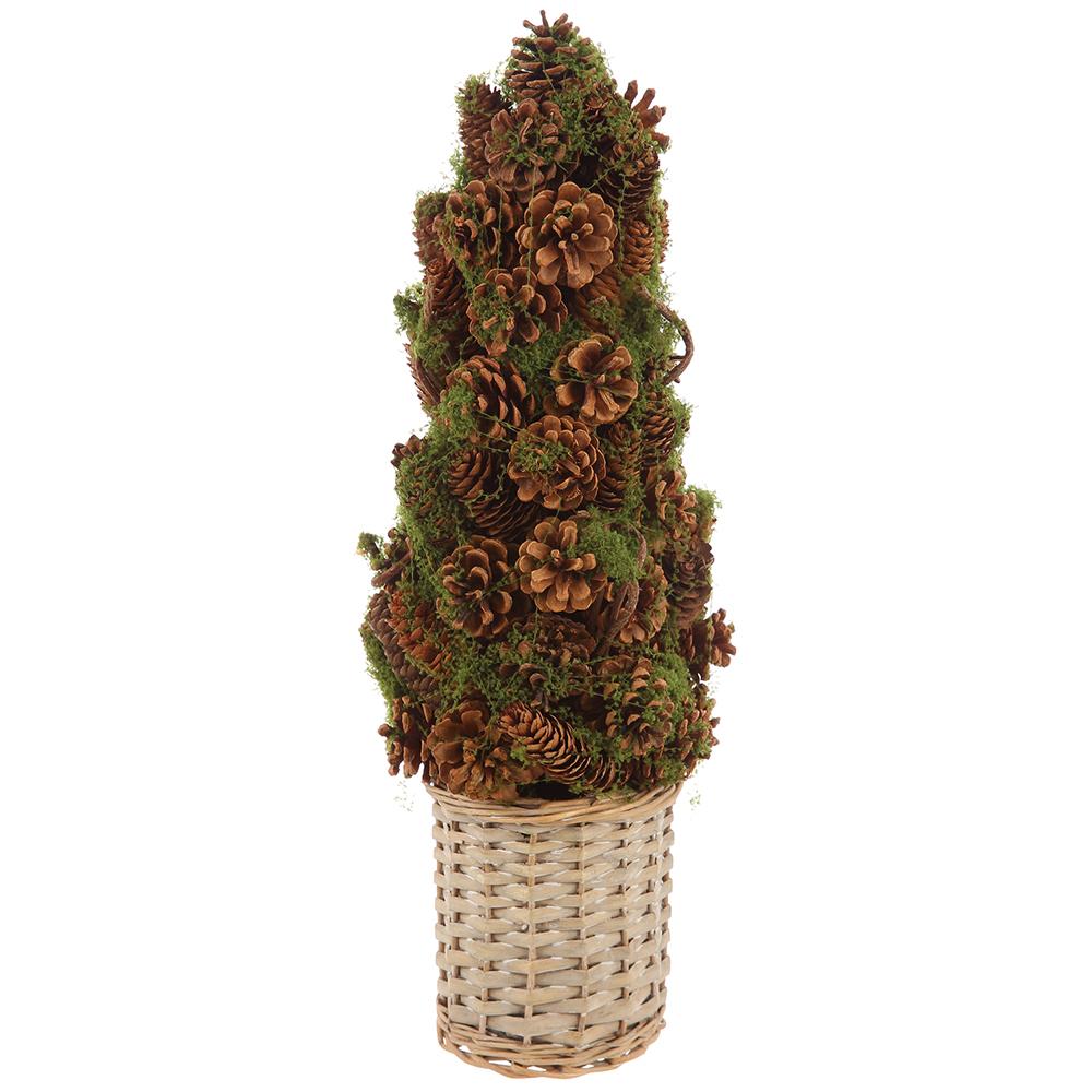 Set of 2 Pine Cone Topiary in Wicker Basket