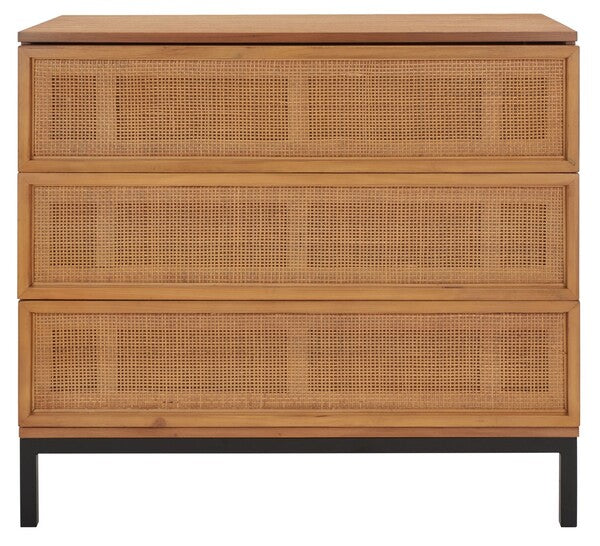 Zadie 3 Drawer Rattan Chest | Safavieh - CHS5004 - Natural / Black