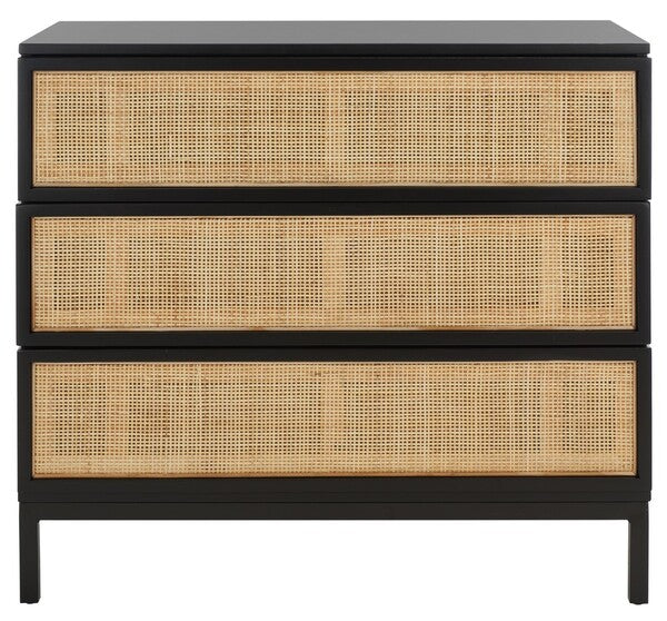 Zadie 3 Drawer Rattan Chest | Safavieh - CHS5004 - Black / Black