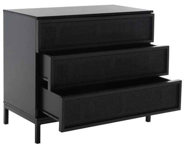 Zadie 3 Drawer Rattan Chest | Safavieh - CHS5004 - Black