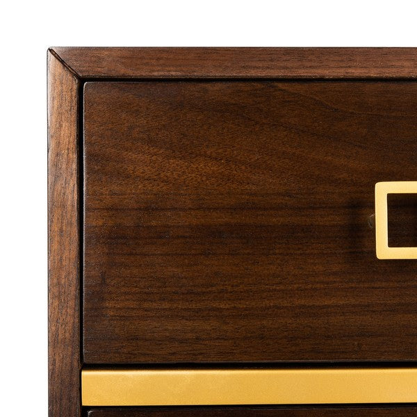 Katia 3 Drawer Chest, CHS6413 | Safavieh - Walnut/Gold