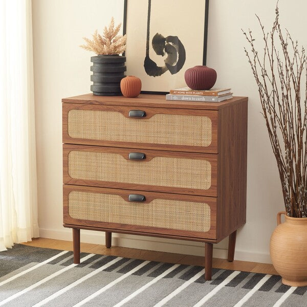 Irelia 3 Drawer Chest, CHS9602 | Safavieh - Walnut 