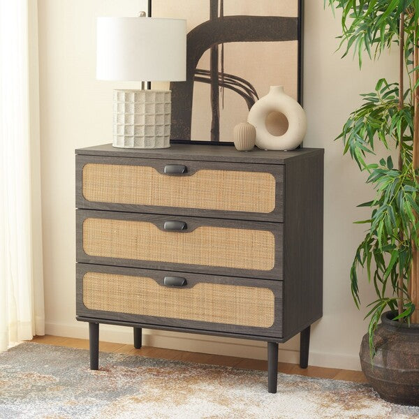 Irelia 3 Drawer Chest, CHS9602 | Safavieh - Distressed Black 