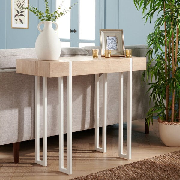 Aberton Console Table, CNS7003 | Safavieh - Natural / White