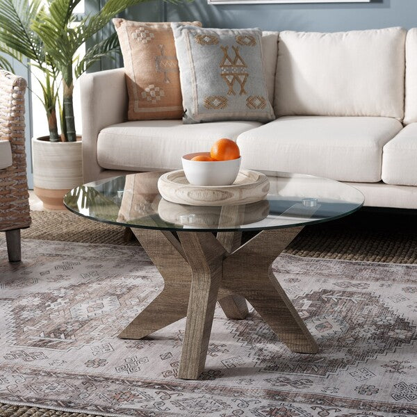 Kaera Coffee Table, COF7011 | Safavieh - Multibrown / Glass 