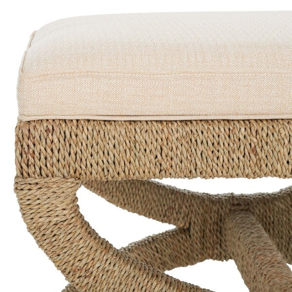 Aikan Woven Sea Grass Ottoman, CWK2007 | Safavieh Couture - Natural / Beige