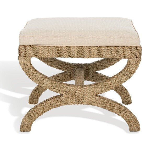 Aikan Woven Sea Grass Ottoman, CWK2007 | Safavieh Couture - Natural / Beige