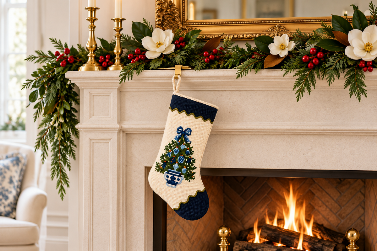 The Chinoiserie Tree Needlepoint Stocking (2 Sizes)
