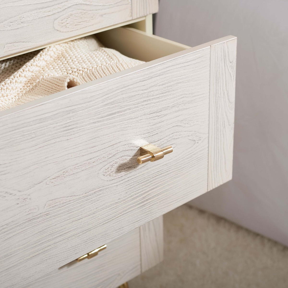 Genevieve 3 Drawer Dresser | Safavieh - Cream/White Washed