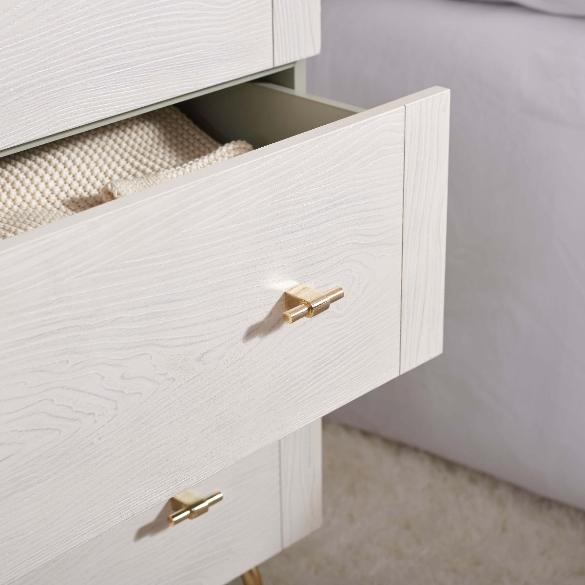 Genevieve 3 Drawer Dresser | Safavieh - Grey/White Washed