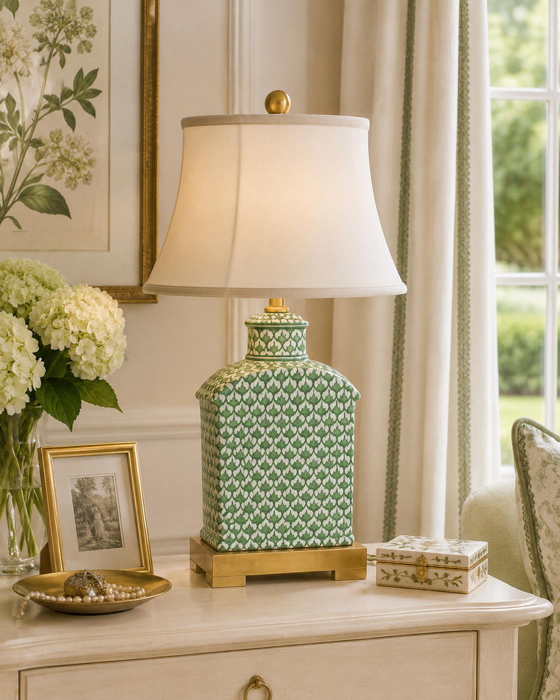 Green & White Fish Scale Lamp