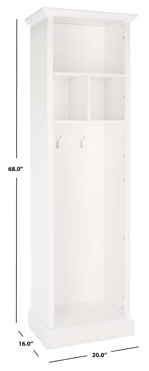 Layli 4 Shelf 2 Hook Top Storage Hall Tree | Safavieh - White