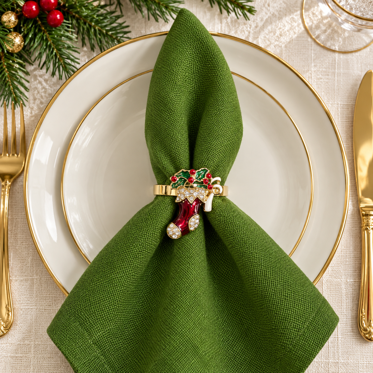 Red Stocking Set of 4 Napkin Ring