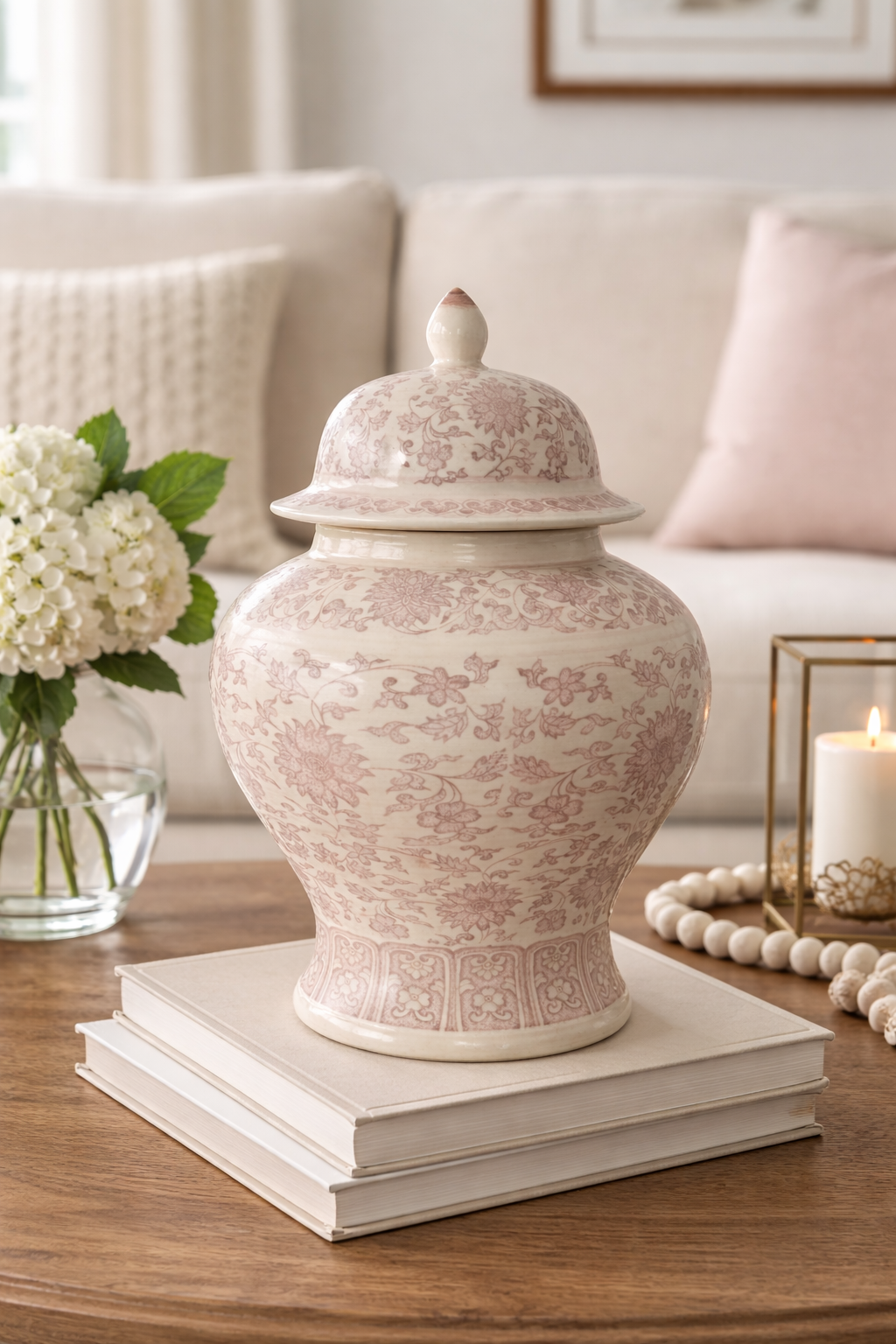 Dusty Rose Pink Floral Jar (3 Sizes)