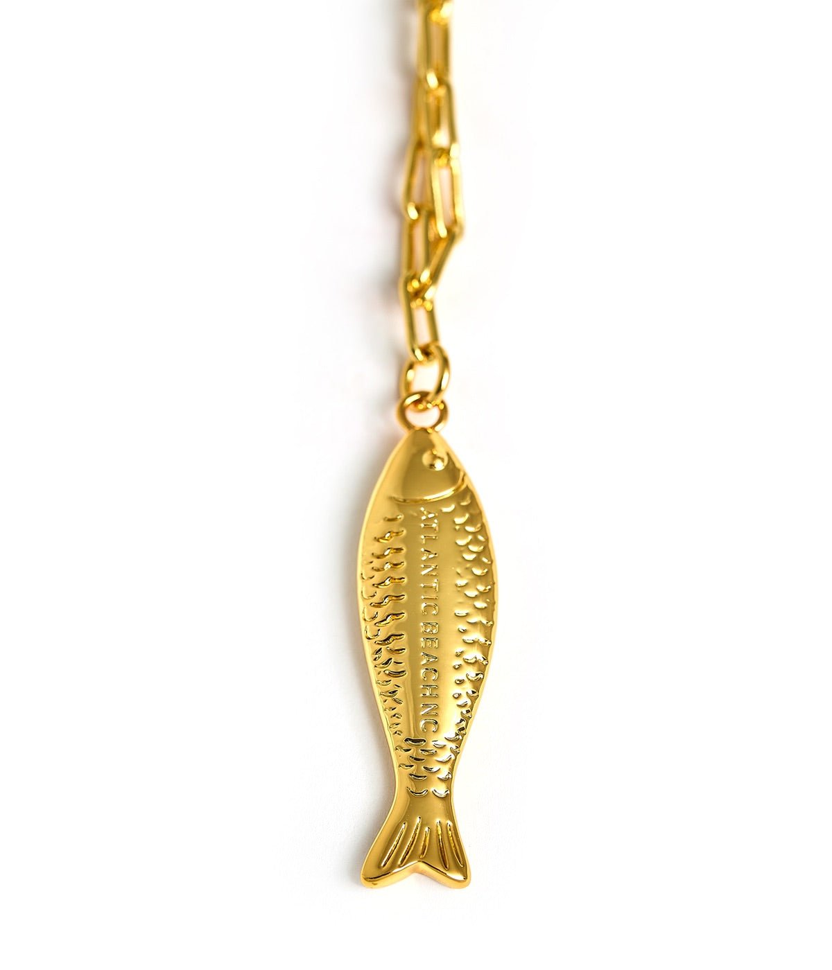 Fish - Beach Town - Small Paper Clip Chain Necklace - 18k Gold Plated 18 Inches