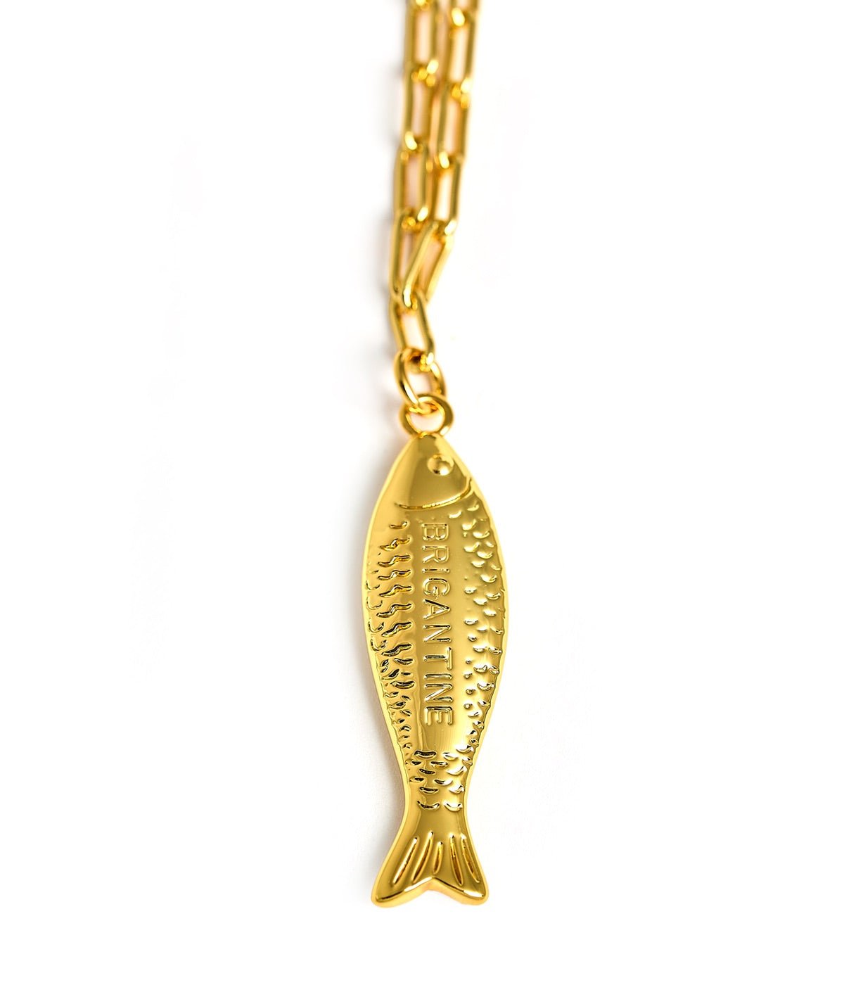 Fish - Beach Town - Small Paper Clip Chain Necklace - 18k Gold Plated 18 Inches