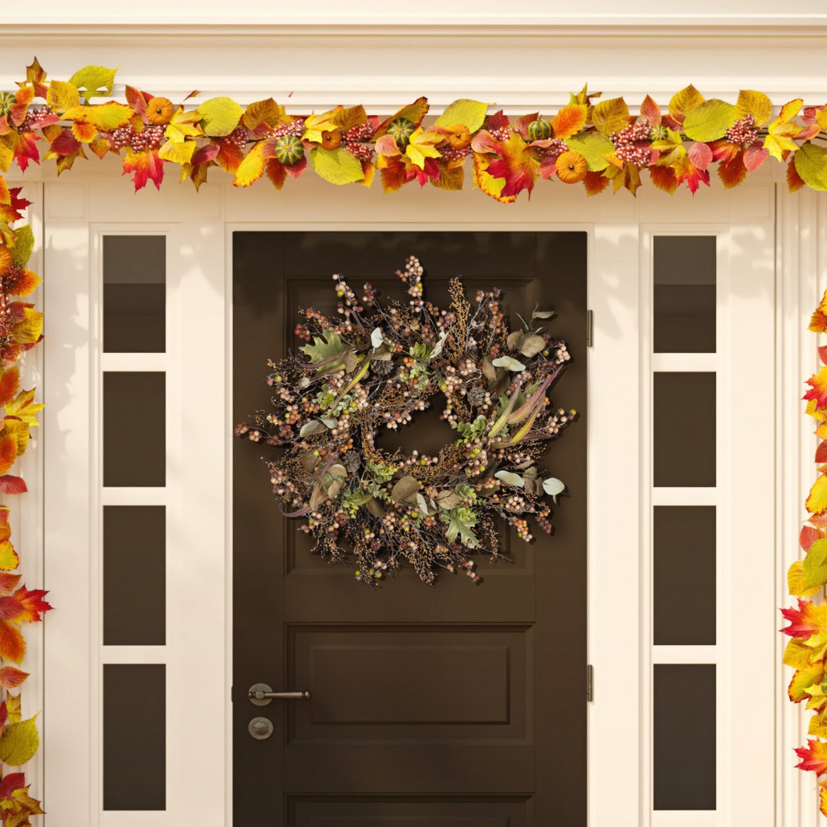 Faux 26 Inch Berry & Acorn Wreath | Safavieh - FXP1043 - Brown / Green