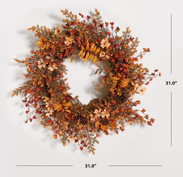 Faux 31 Inch Berry & Coreopsis Wreath | Safavieh - FXP1050 - Multi