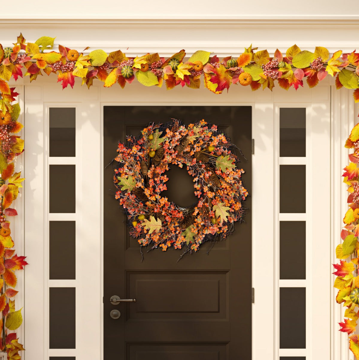 Faux 26 Inch Berry, Acorn, Pine Cone & Oak Leaf Wreath | Safavieh - FXP1054 - Multi