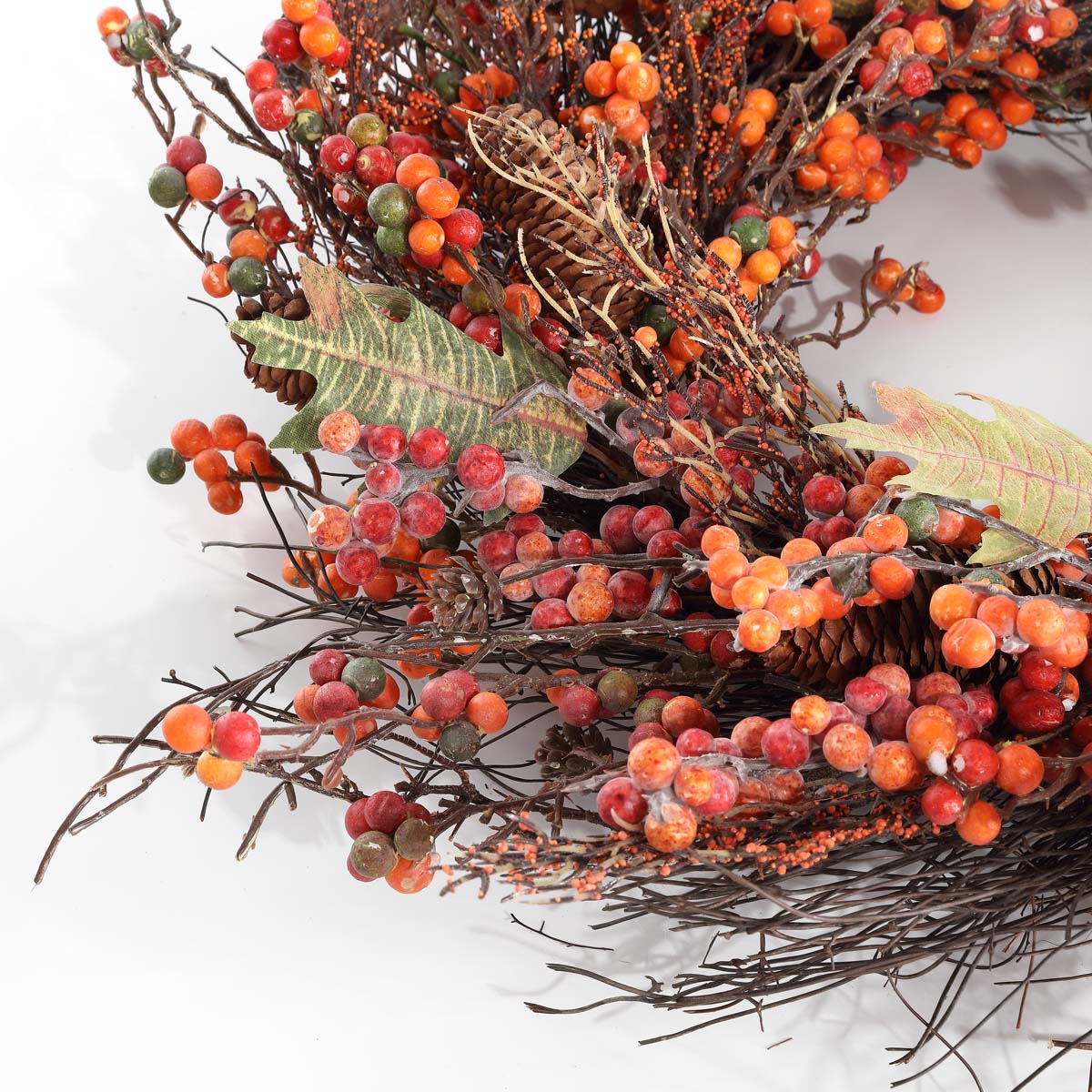 Faux 26 Inch Berry, Acorn, Pine Cone & Oak Leaf Wreath | Safavieh - FXP1054 - Multi