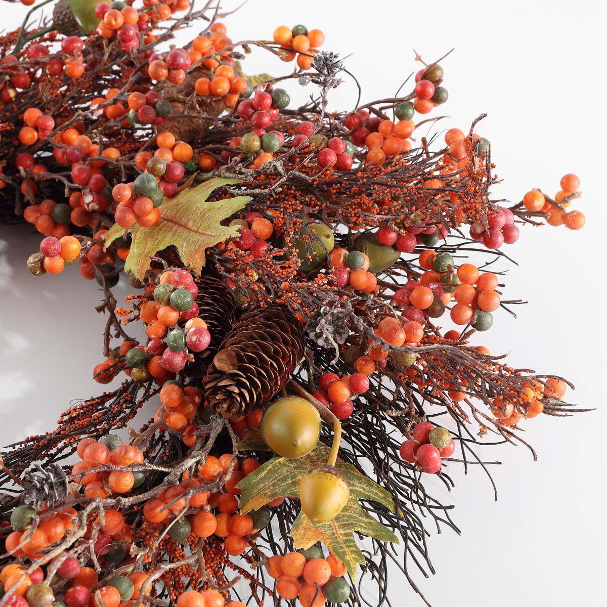 Faux 26 Inch Berry, Acorn, Pine Cone & Oak Leaf Wreath | Safavieh - FXP1054 - Multi