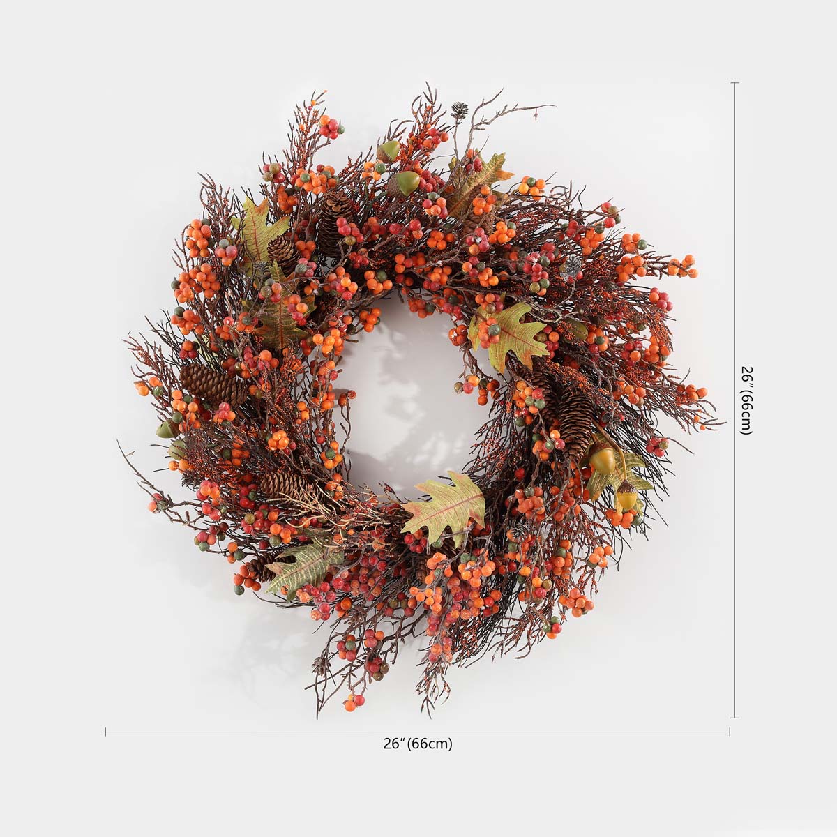 Faux 26 Inch Berry, Acorn, Pine Cone & Oak Leaf Wreath | Safavieh - FXP1054 - Multi